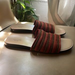 Rag & Bone Slides - suede multicolor stripes with leather soles. Size 39